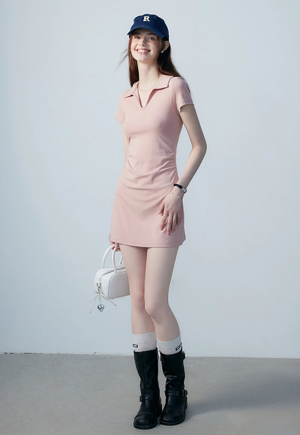 Damen-T-Shirt-Kleid mit V-Ausschnitt – lässige, kurzärmlige, bequeme Passform