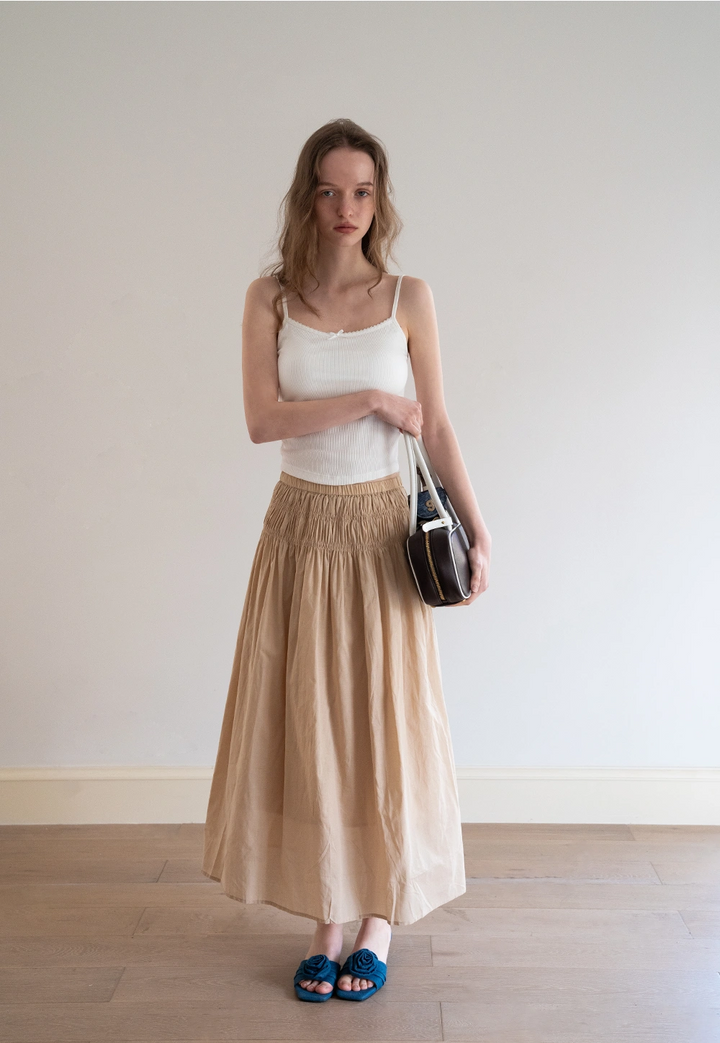 Women’s High Waist Smocked Midi Skirt