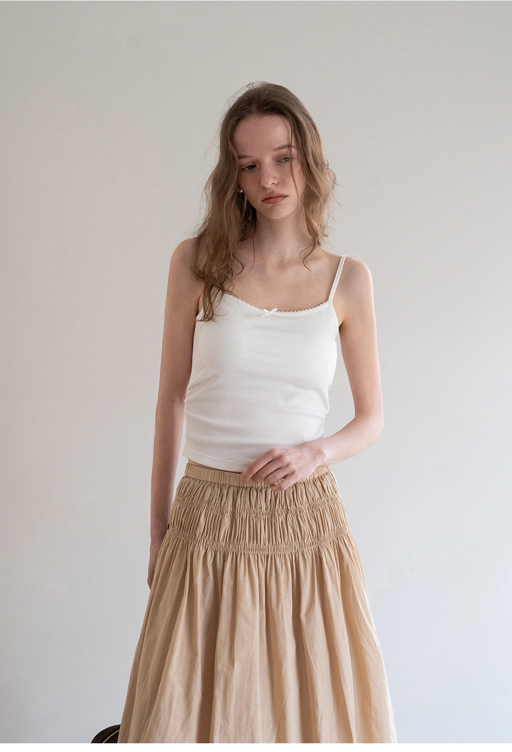 Women’s High Waist Smocked Midi Skirt