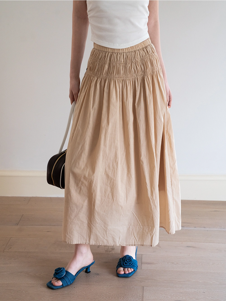 Women’s High Waist Smocked Midi Skirt