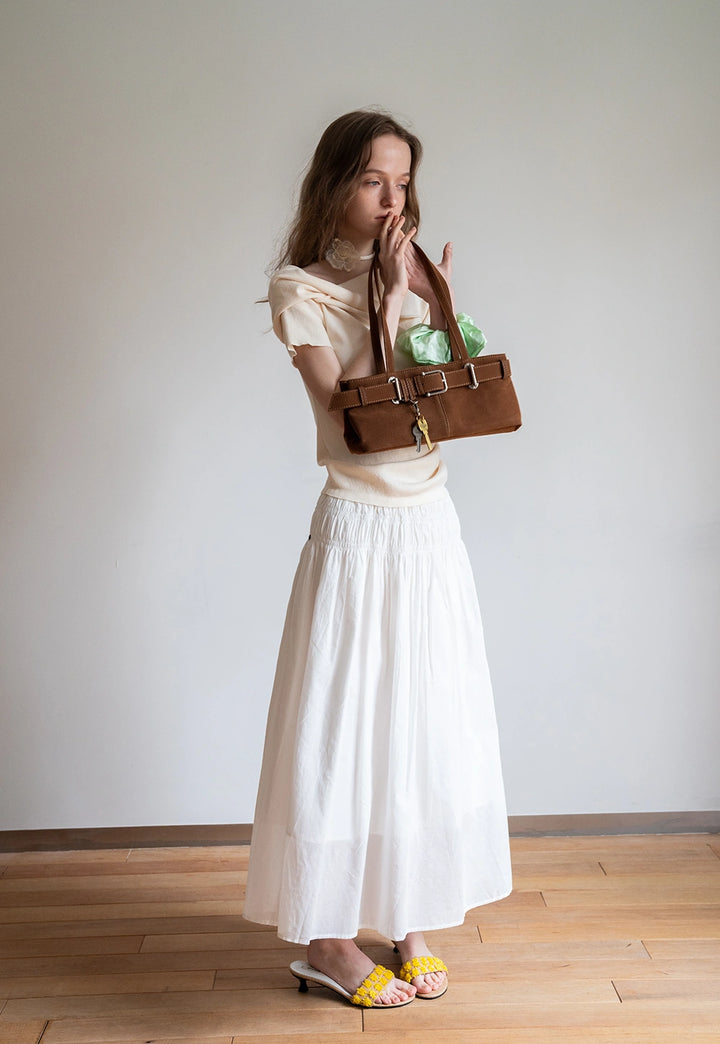 Women’s High Waist Smocked Midi Skirt