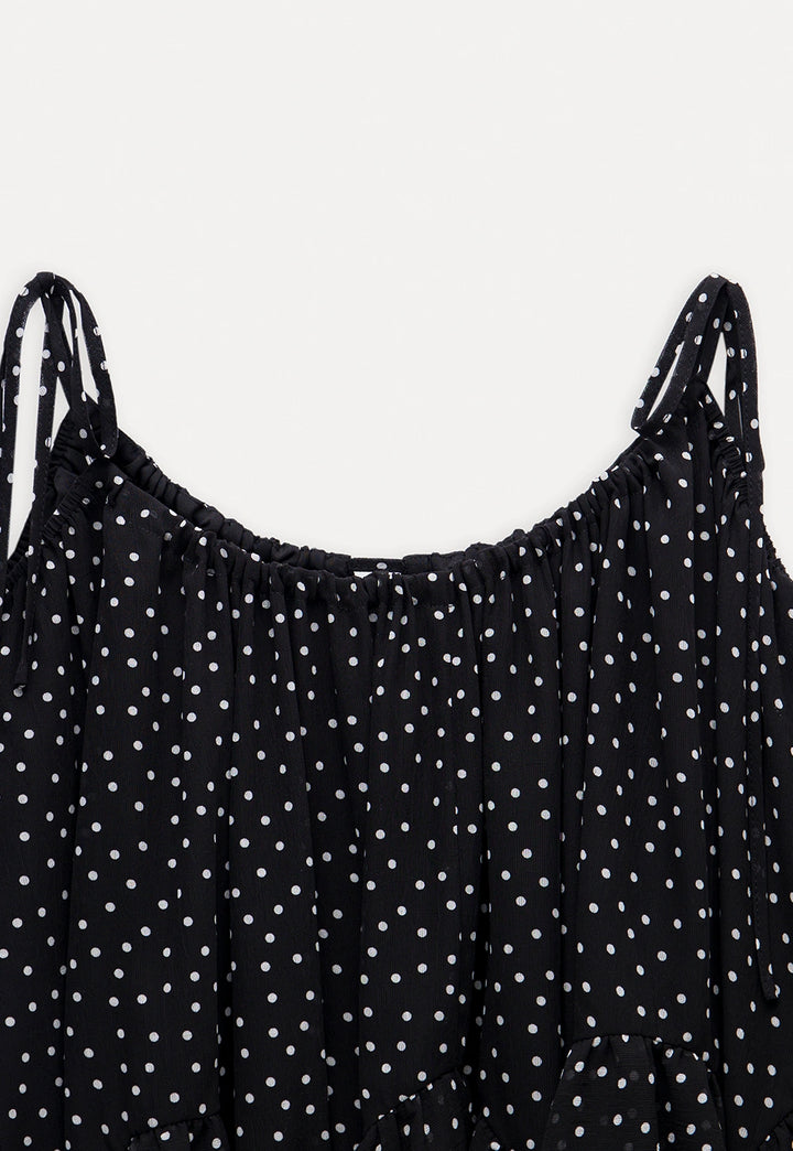 Polka Dot Ruffle Hem Cami Top