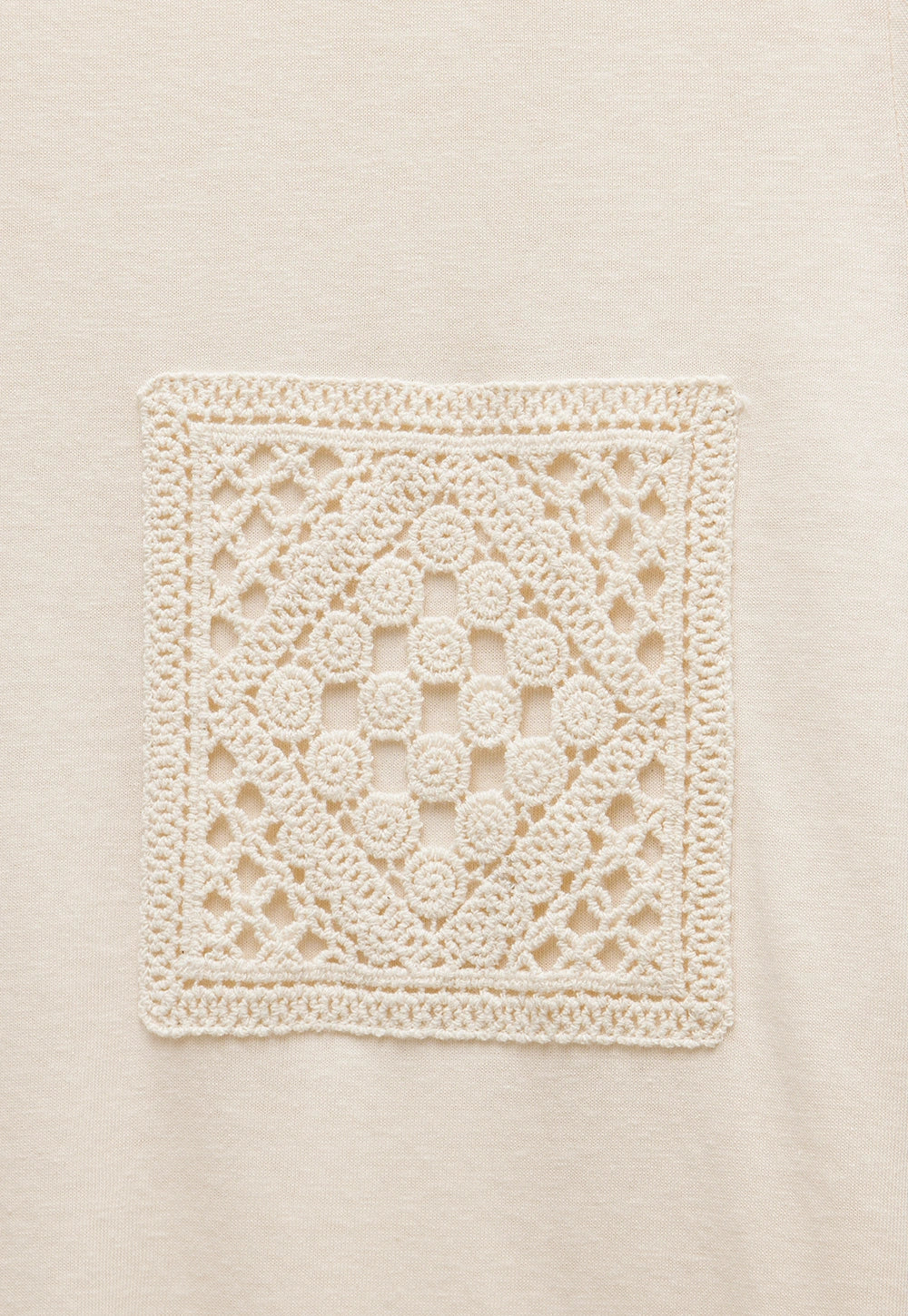 Cotton Tee with Crochet Pocket Detail