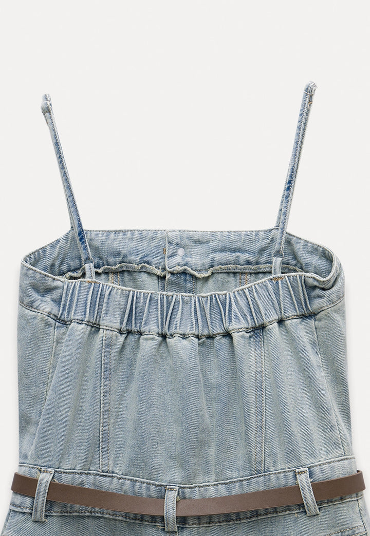 Women’s Denim Button Front Midi Dress with Belt
