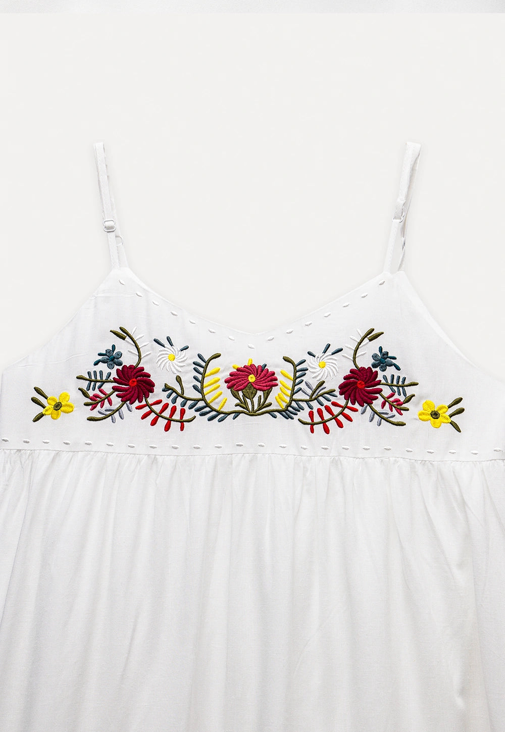 Floral Embroidered Spaghetti Strap Midi Dress