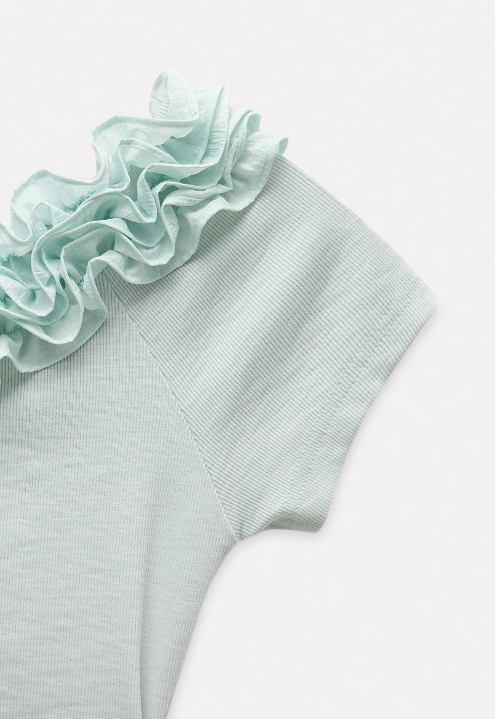 Ruffled Off-Shoulder Fitted Knit Top