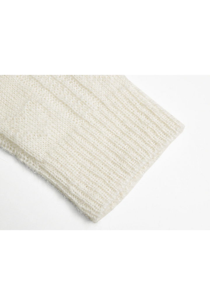 Women's Cropped Cable Knit Sweater with Bow Detail