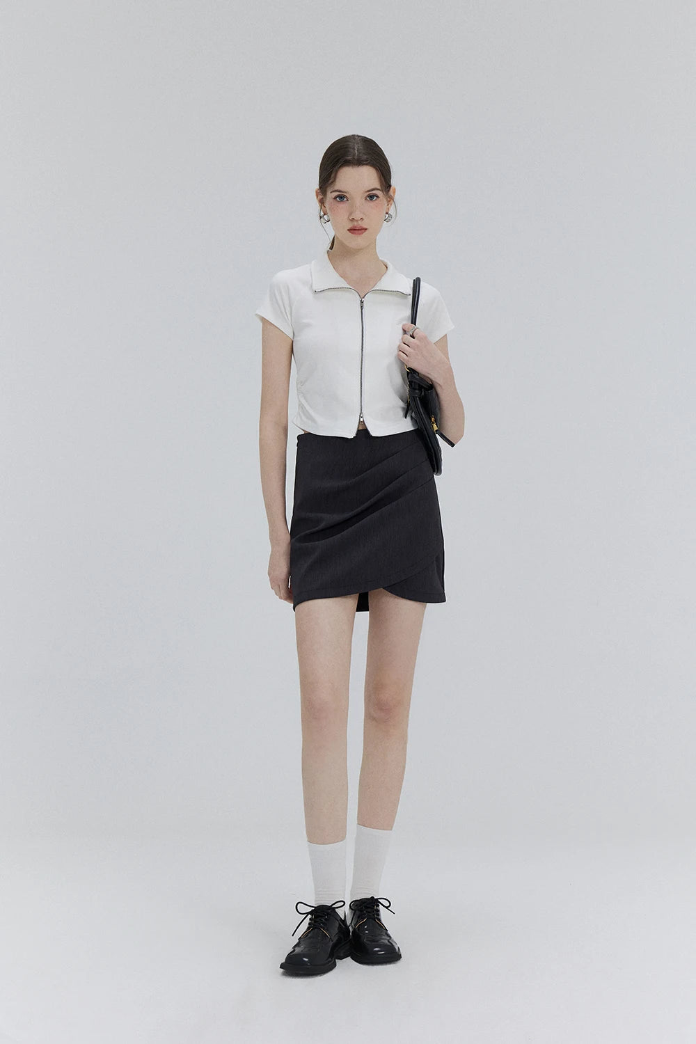 Sleek Zip-Up Collared Top