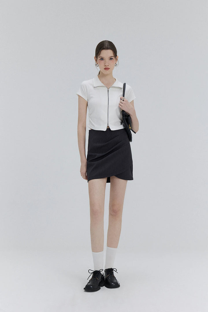 Sleek Zip-Up Collared Top