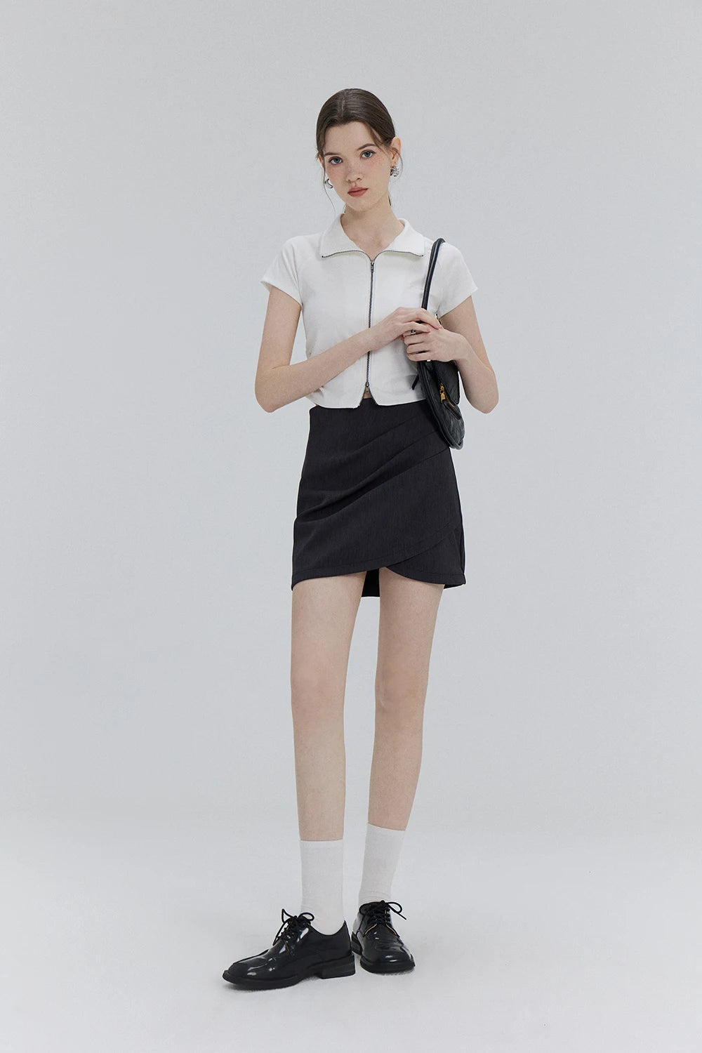 Sleek Zip-Up Collared Top