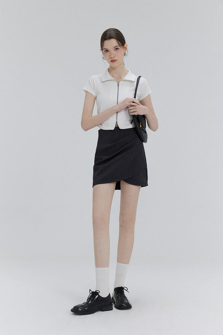 Sleek Zip-Up Collared Top