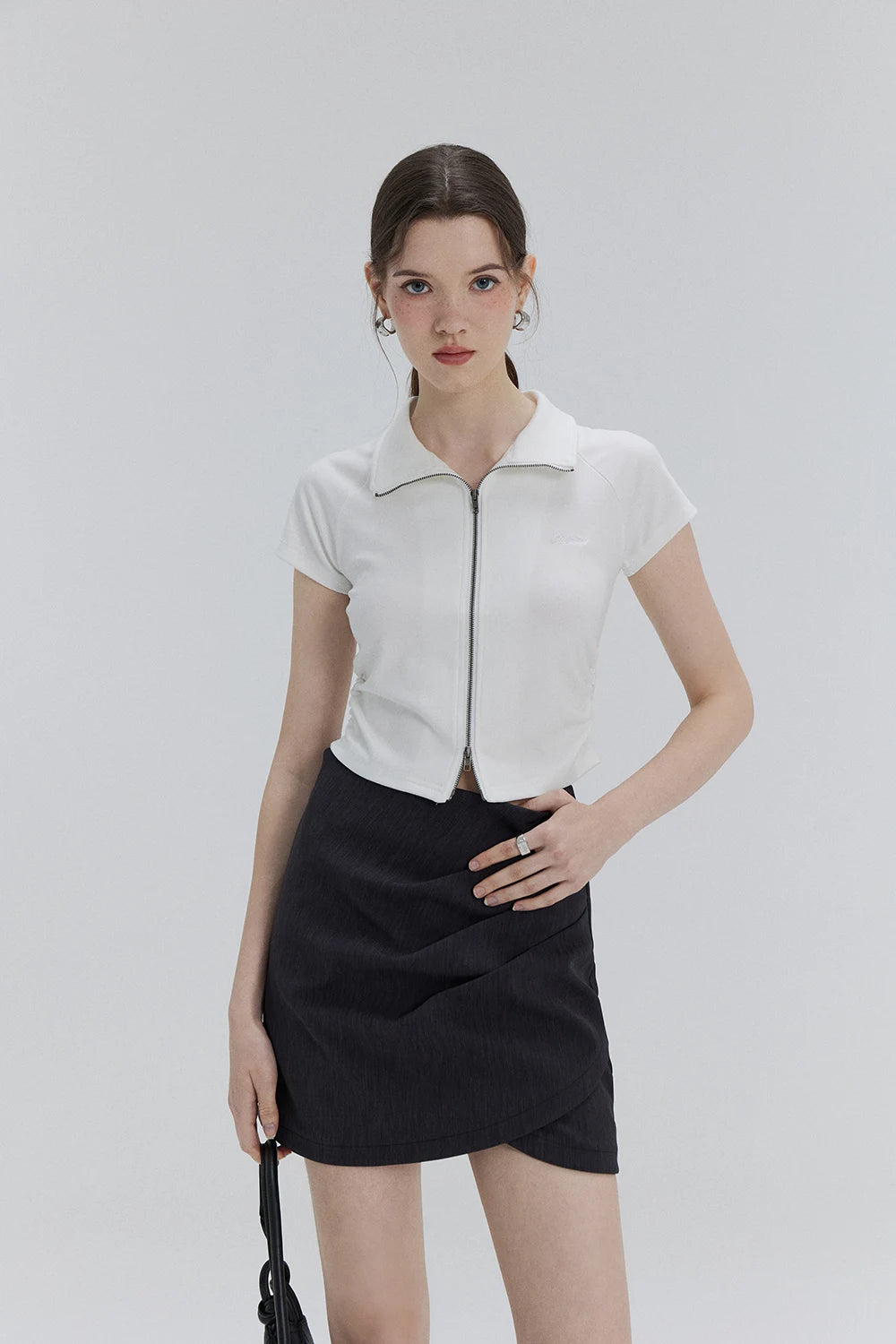 Sleek Zip-Up Collared Top