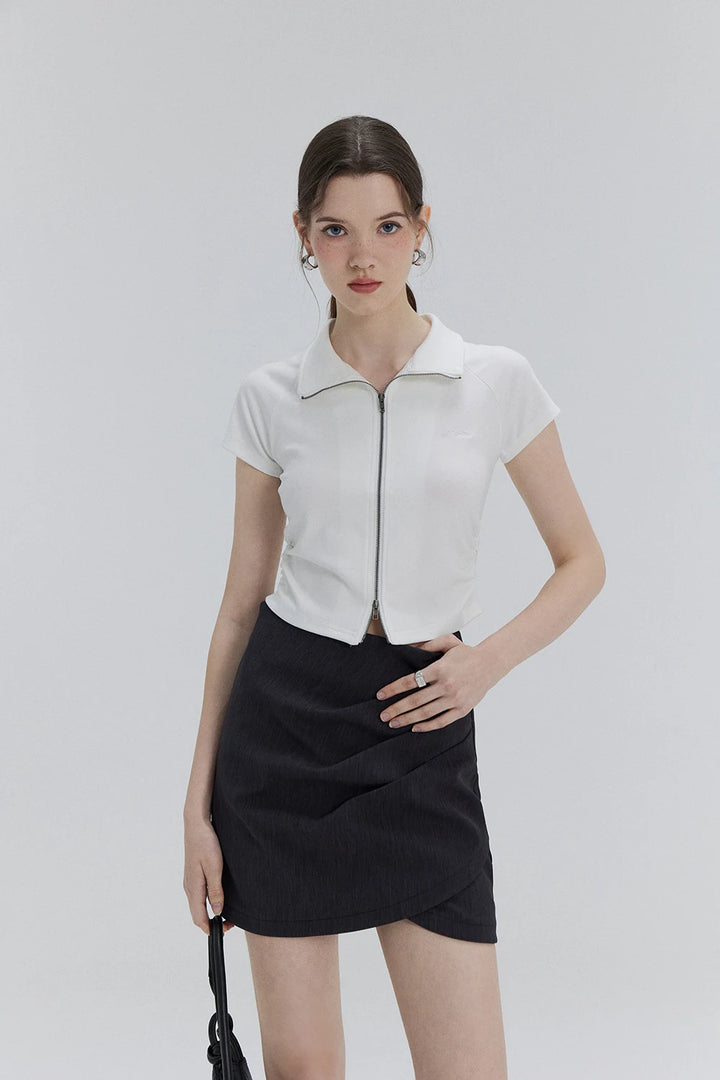 Sleek Zip-Up Collared Top