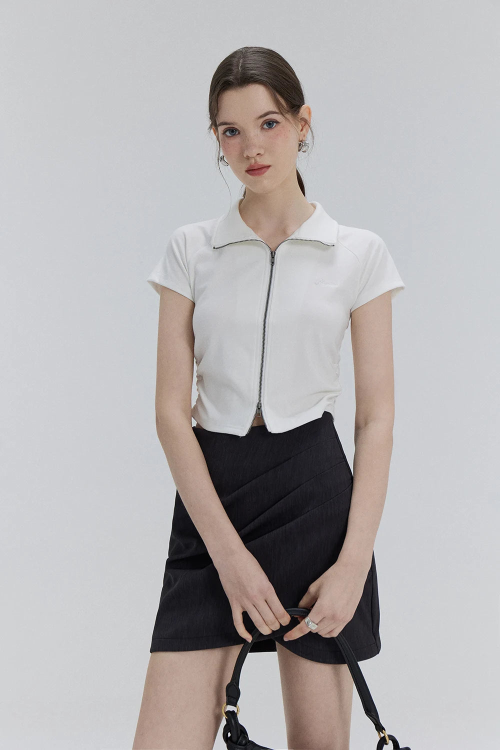 Sleek Zip-Up Collared Top