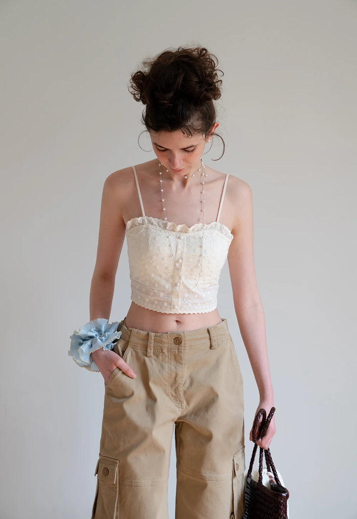 Women’s Lace Eyelet Crop Cami Top