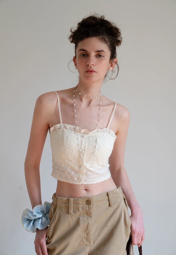 Women’s Lace Eyelet Crop Cami Top