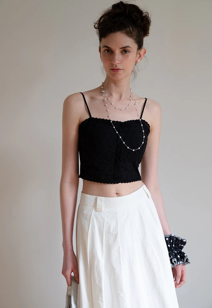 Women’s Lace Eyelet Crop Cami Top