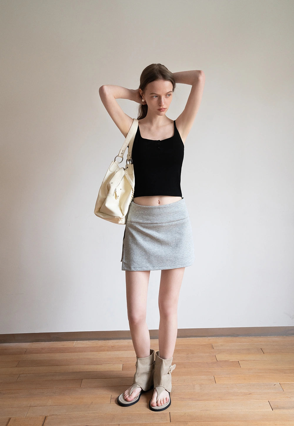 Casual Mini Skirt with Wide Waistband