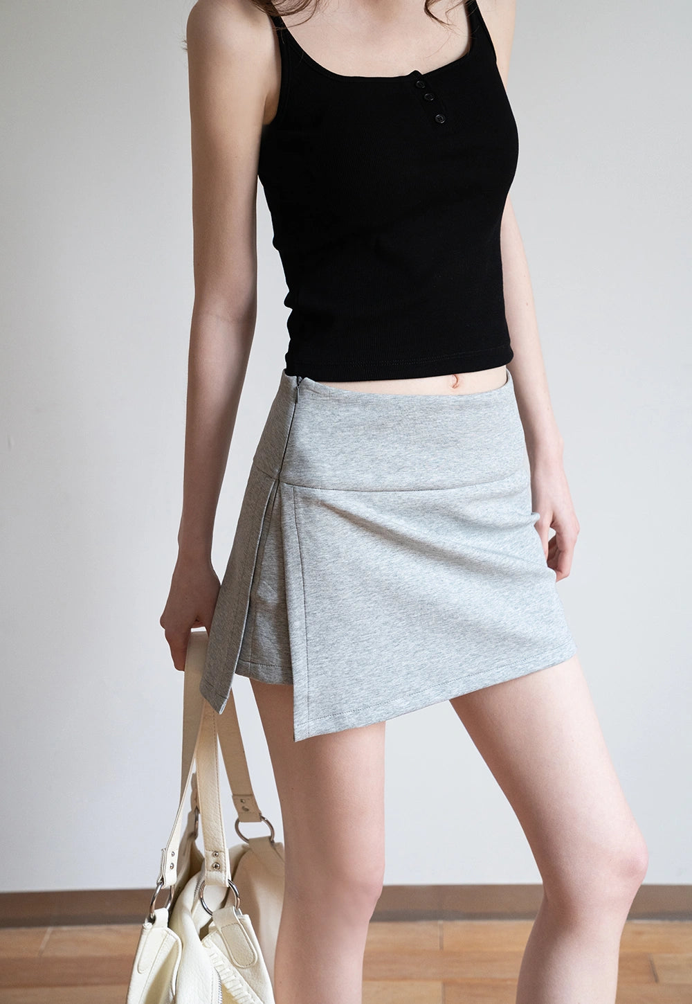 Casual Mini Skirt with Wide Waistband