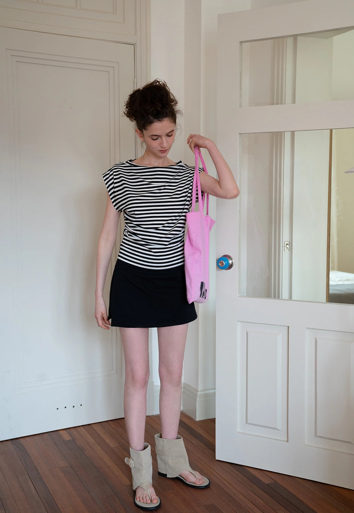 Casual Mini Skirt with Wide Waistband