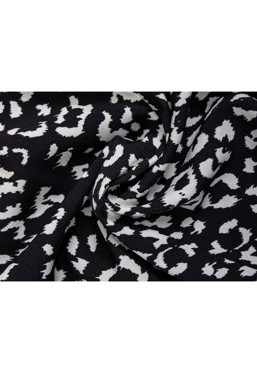 Monochrome Print Ruffle Long Sleeve Dress