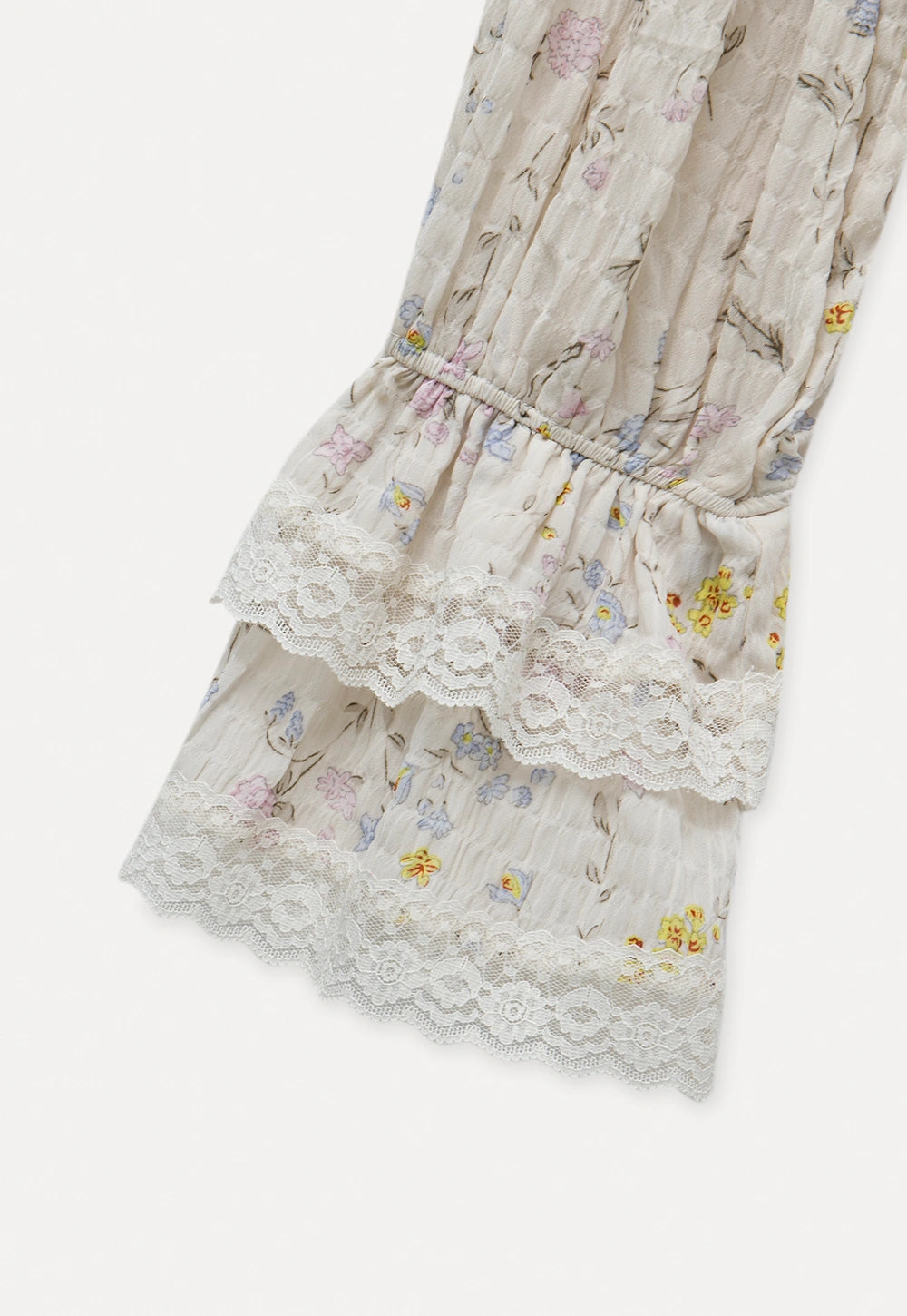 Women's Floral Ruffle Lace V-Neck Long-Sleeve Blouse