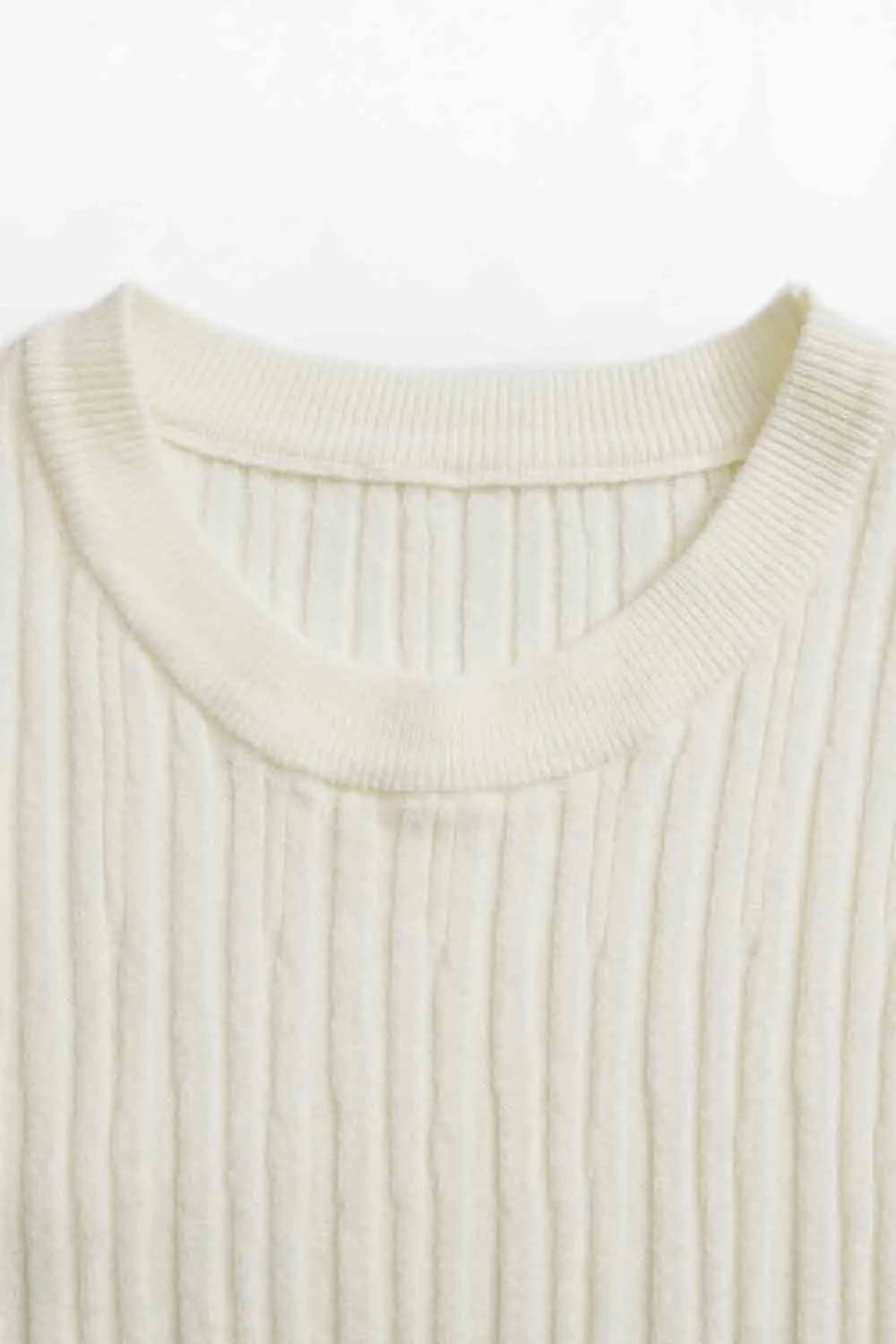 Classic Ribbed Crewneck Short-Sleeve Knit Top