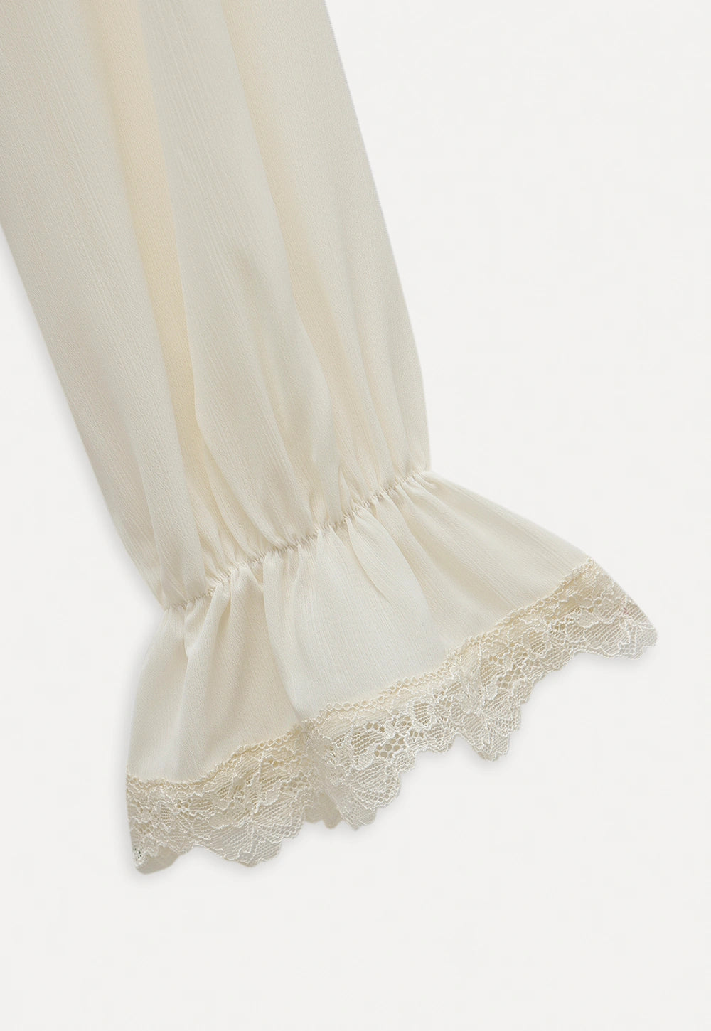 Women's Vintage Ruffle Blouse with Lace Trim