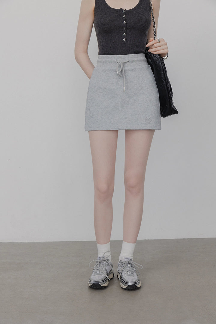 여성 캐주얼 드로스트링 허리 미니 스커트