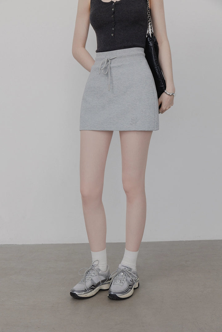 여성 캐주얼 드로스트링 허리 미니 스커트