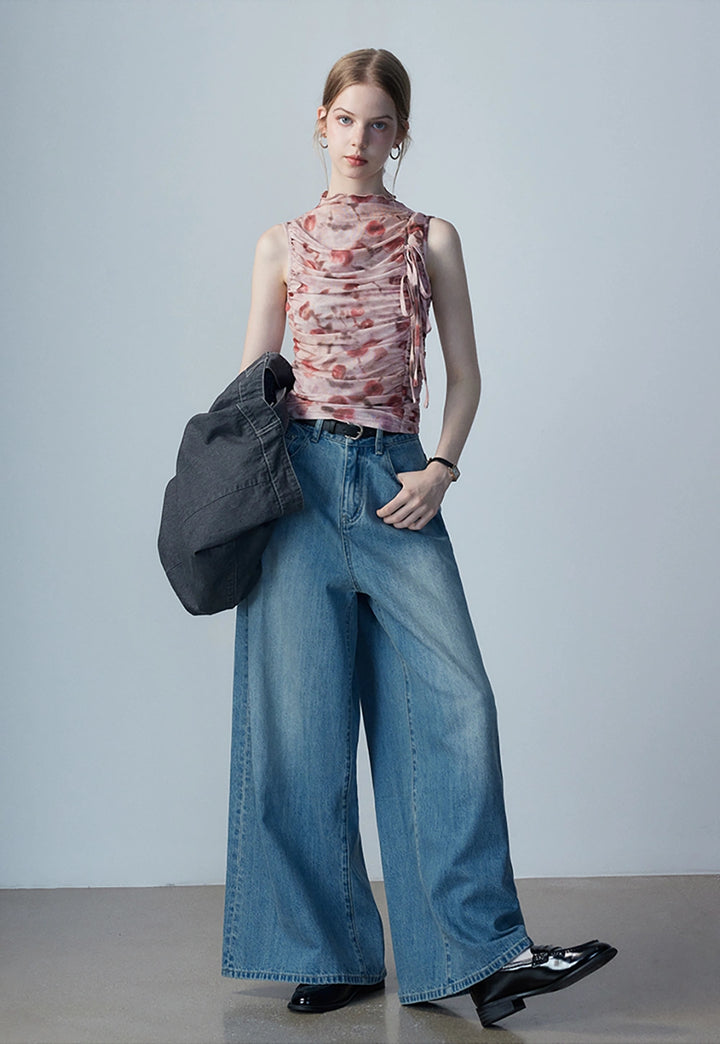 Jeans Denim Kaki Lebar Wanita