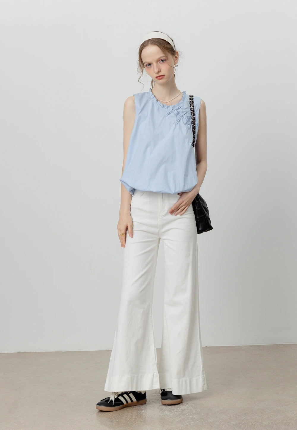 Women's Round Neck Puff Sleeve Blouse