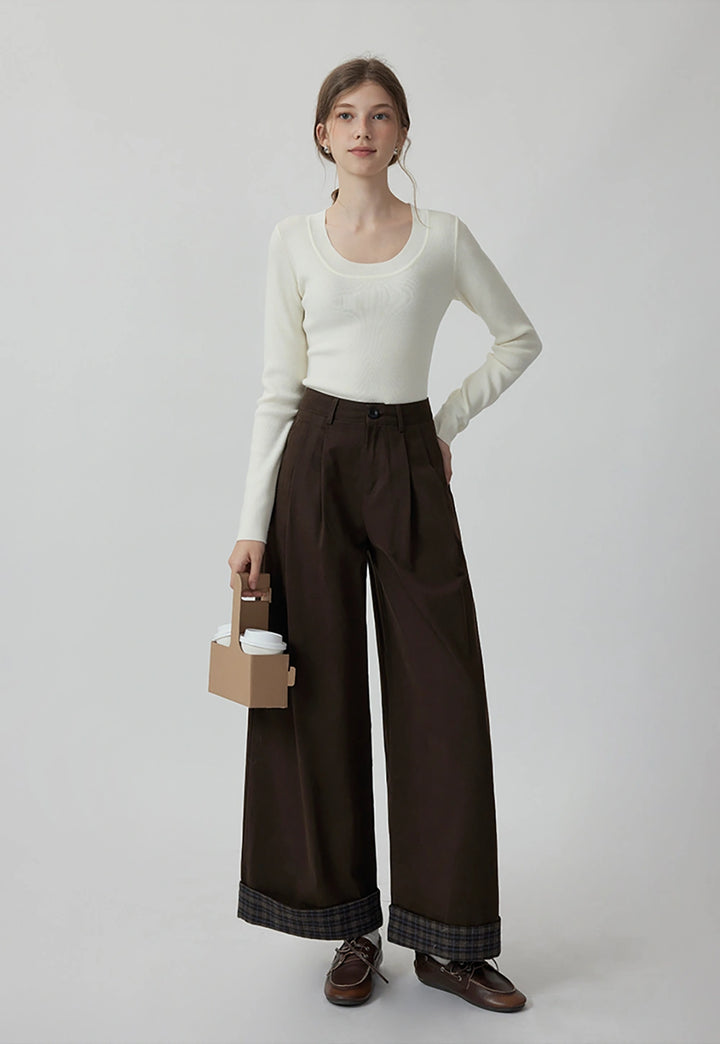 Women's U-Neck Wool Knit Base Top