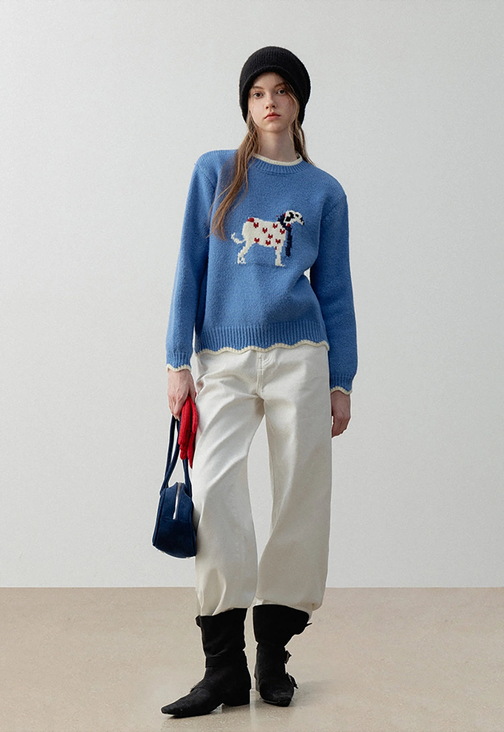 Women's Graphic Crew Neck Knit Sweater