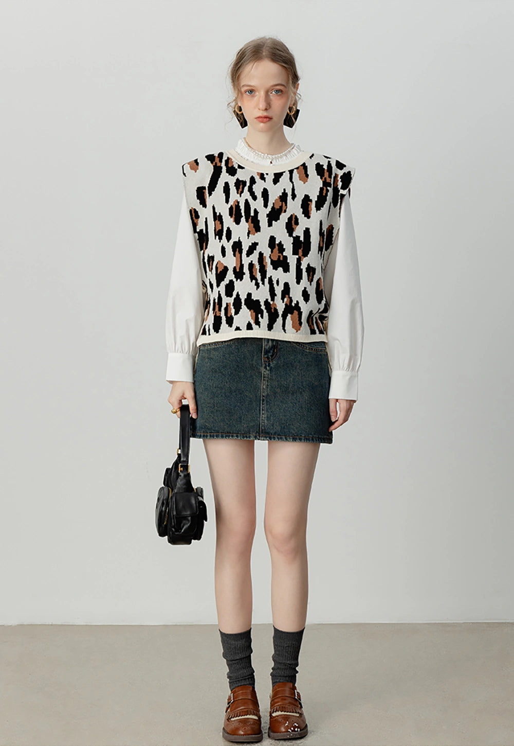Women's Leopard Print Knit Vest