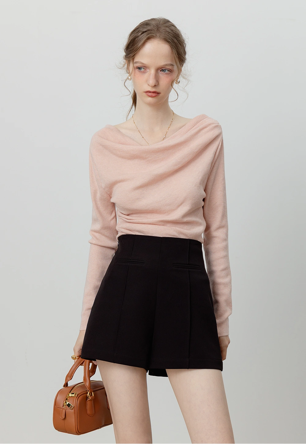 Women's Draped Side Ruching Knit Top