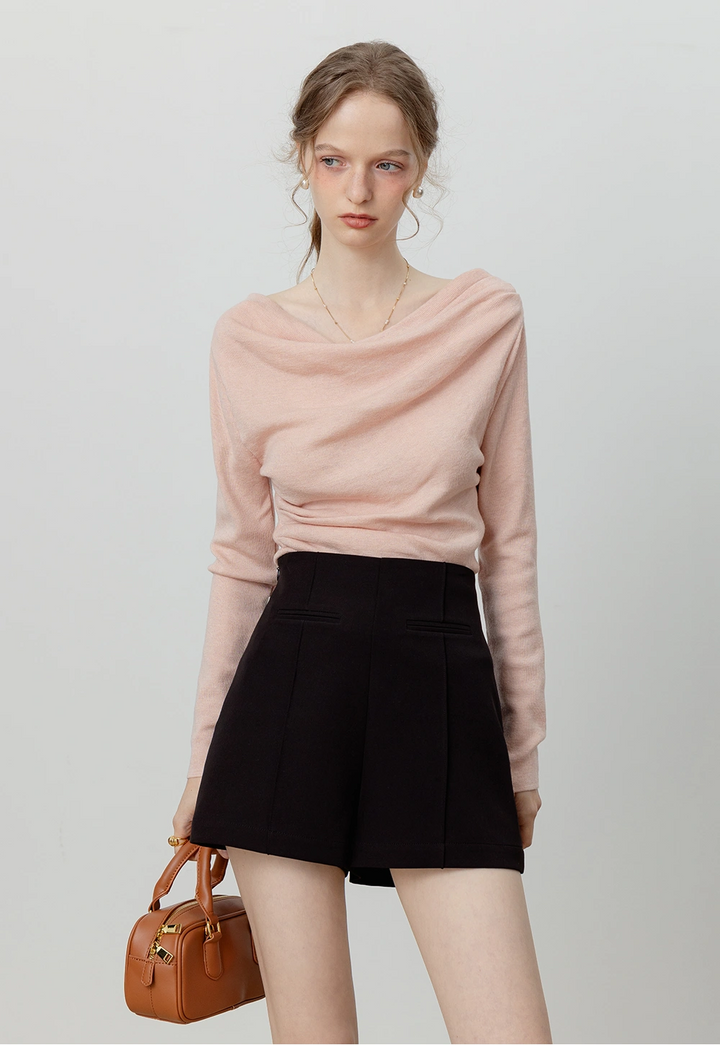 Women's Draped Side Ruching Knit Top