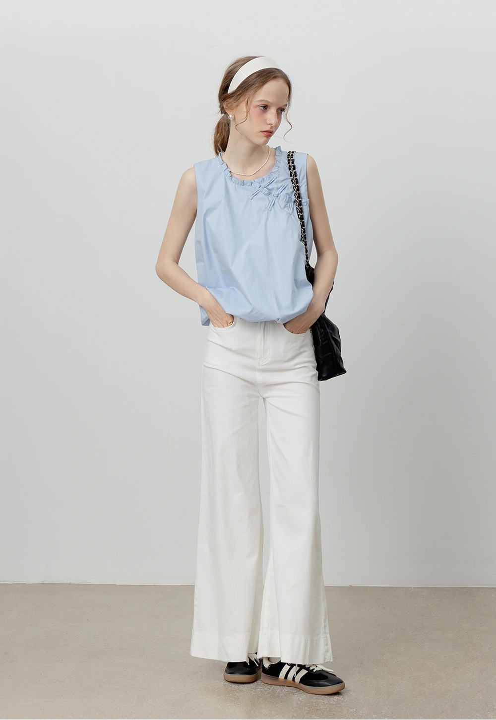 Women's Round Neck Puff Sleeve Blouse