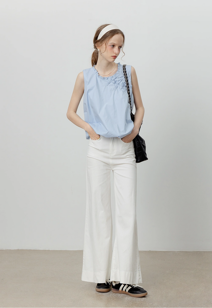 Women's Round Neck Puff Sleeve Blouse