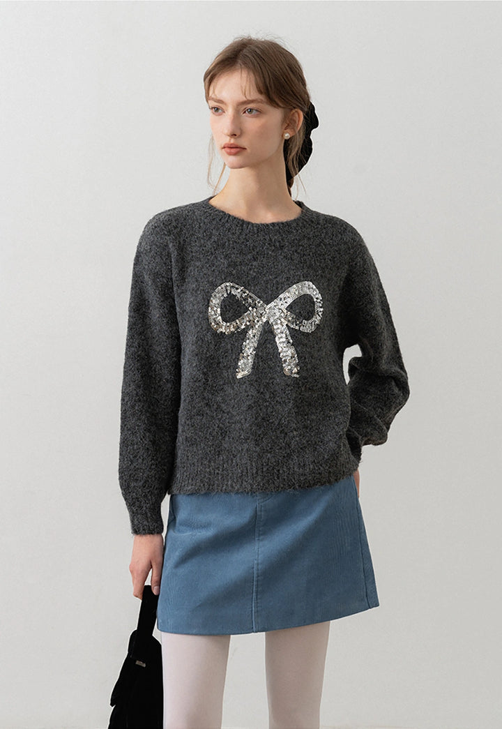 Women's Sequin Bow Sweater