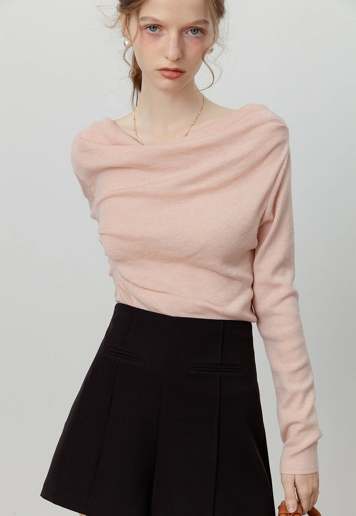 Women's Draped Side Ruching Knit Top