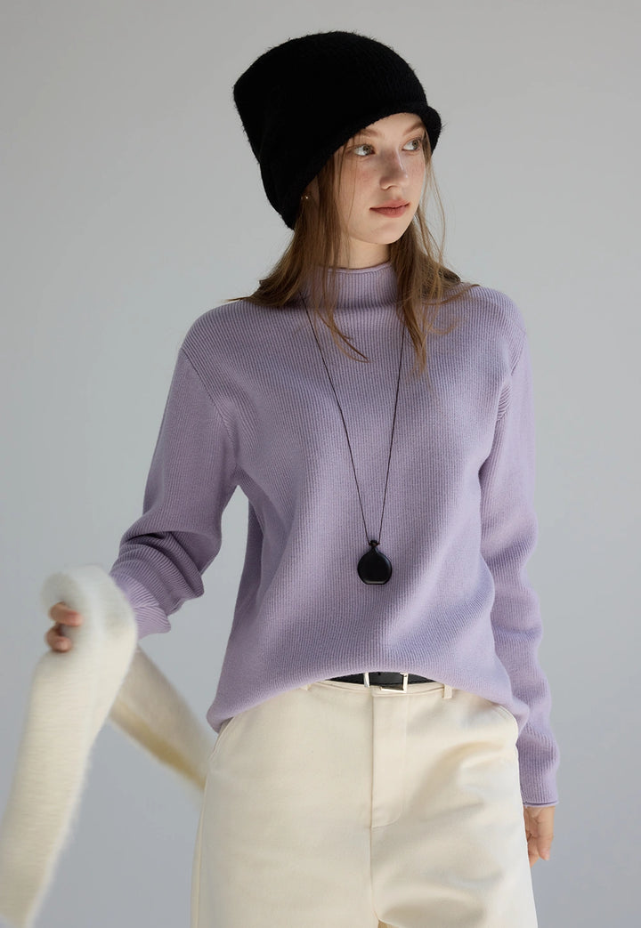Women's Mock Neck Ribbed Sweater