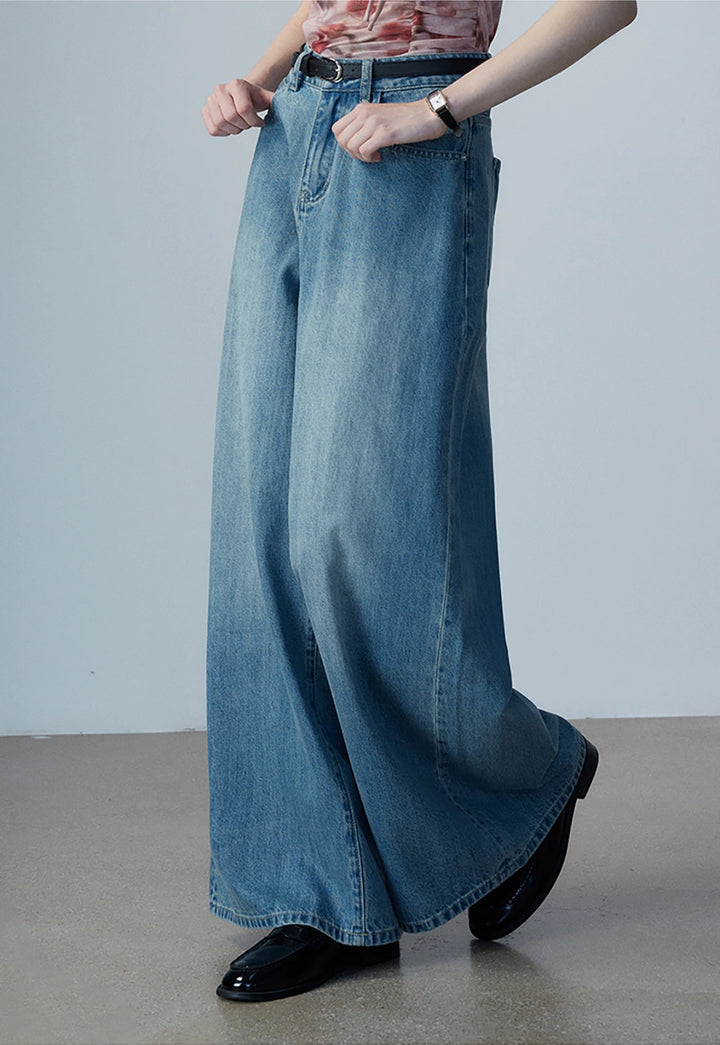 Jeans Denim Kaki Lebar Wanita