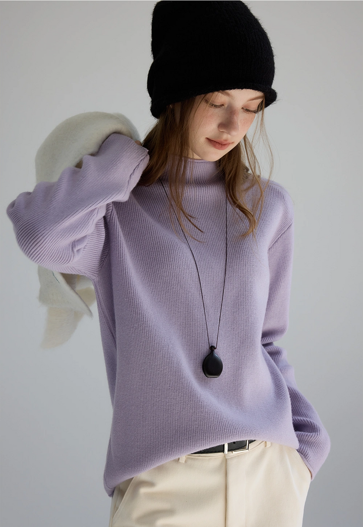 Women's Mock Neck Ribbed Sweater