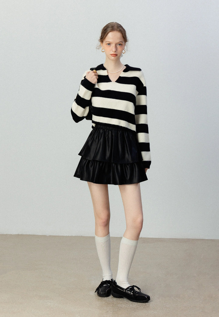Women's V-Neck Striped Sweater