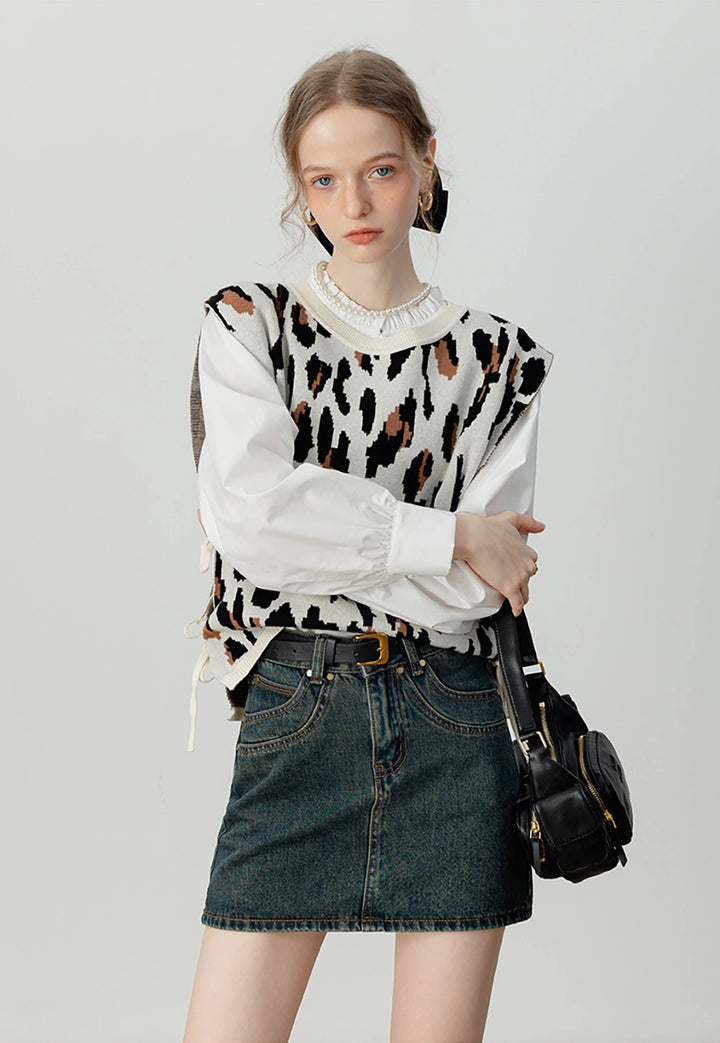 Women's Leopard Print Knit Vest
