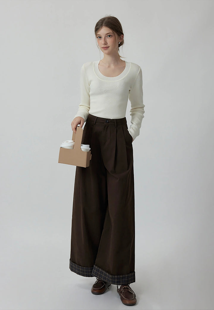 Women's U-Neck Wool Knit Base Top