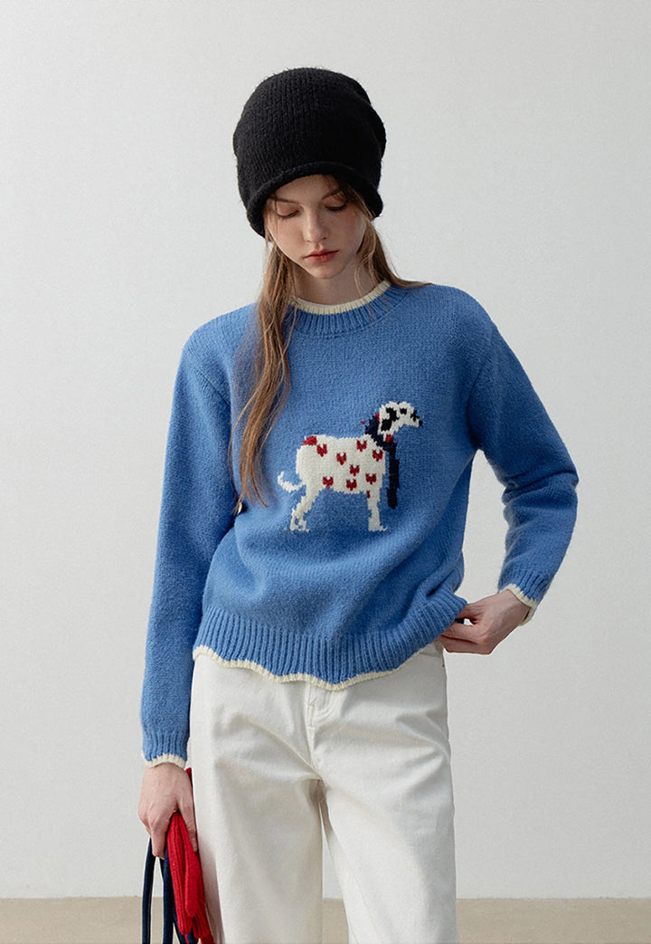 Women's Graphic Crew Neck Knit Sweater