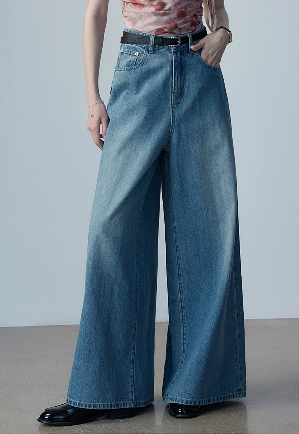 Jeans Denim Kaki Lebar Wanita