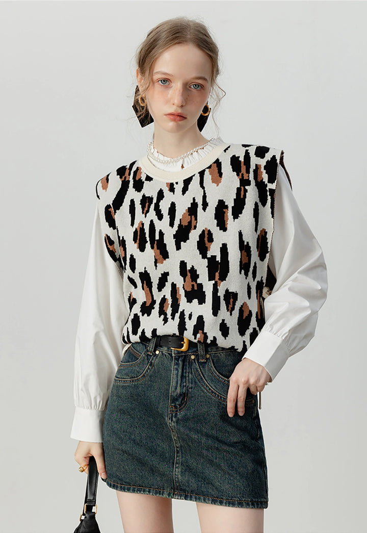 Women's Leopard Print Knit Vest